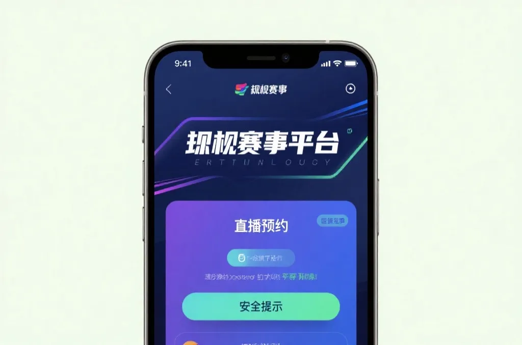 手机屏幕显示正规赛事平台的直播预约与安全提示页面